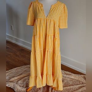 Yellow Checkered Maxi Dress XL Worn 1x